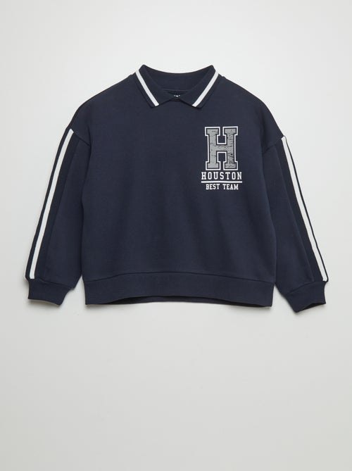 Sweatshirt estilo campus com gola de polo - Kiabi