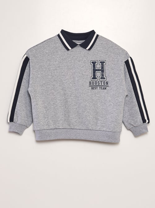 Sweatshirt estilo campus com gola de polo - Kiabi