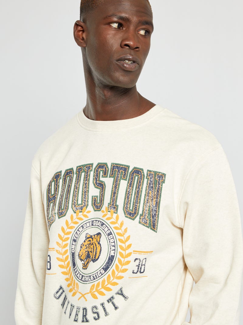 Sweatshirt estilo campus em moletão BRANCO - Kiabi