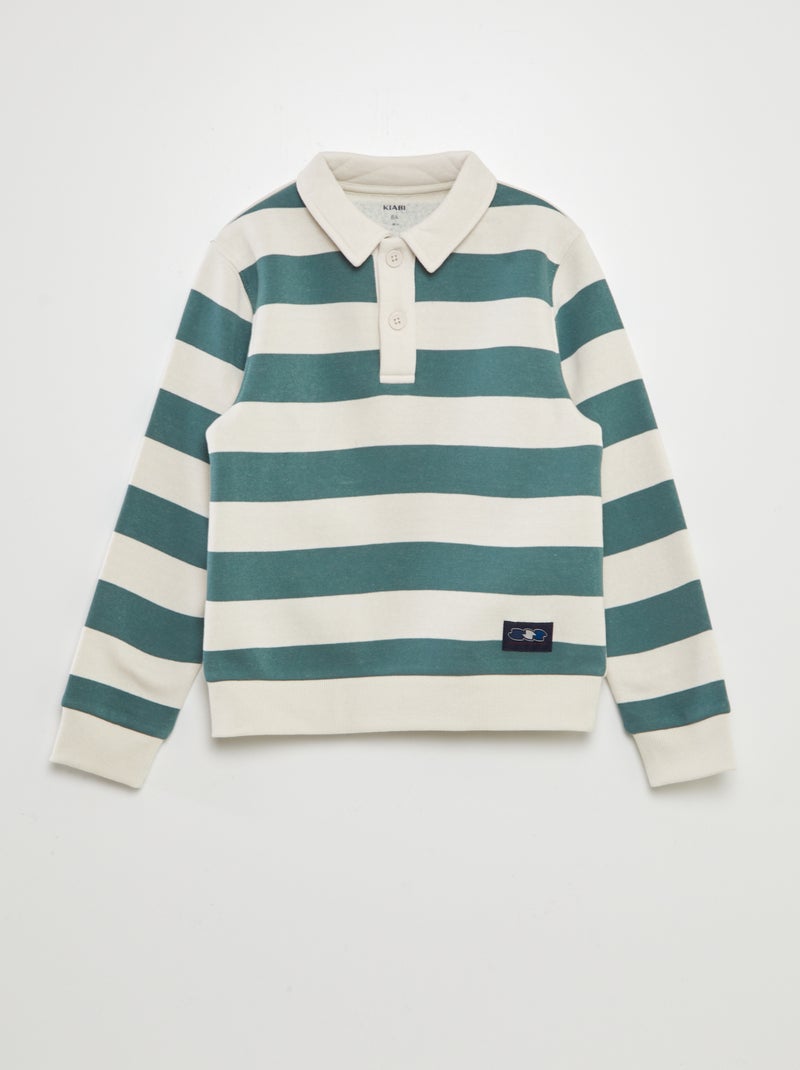 Sweatshirt estilo polo às riscas VERDE - Kiabi