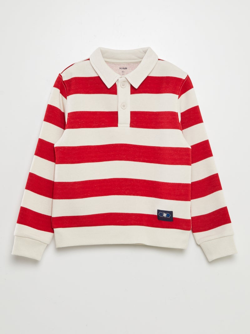 Sweatshirt estilo polo às riscas VERMELHO - Kiabi