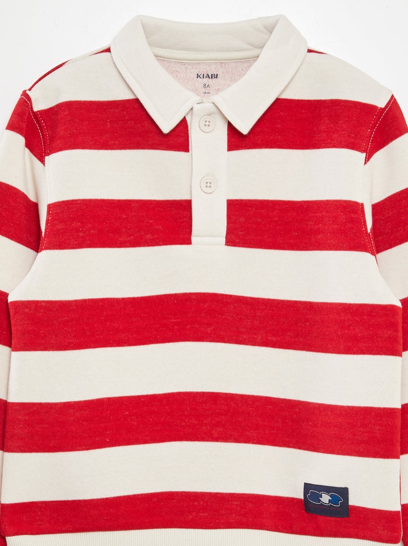 Sweatshirt estilo polo às riscas VERMELHO - Kiabi