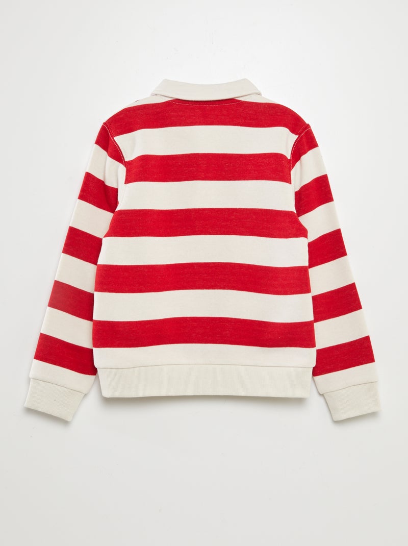Sweatshirt estilo polo às riscas VERMELHO - Kiabi