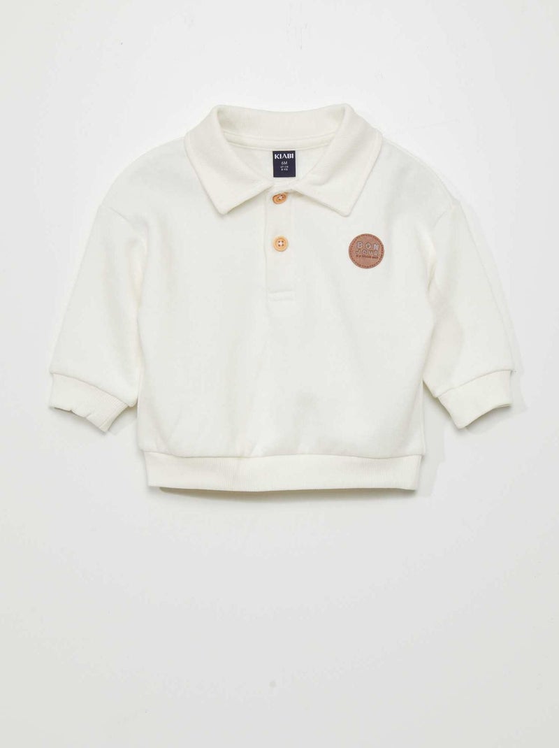 Sweatshirt estilo polo Branco - Kiabi