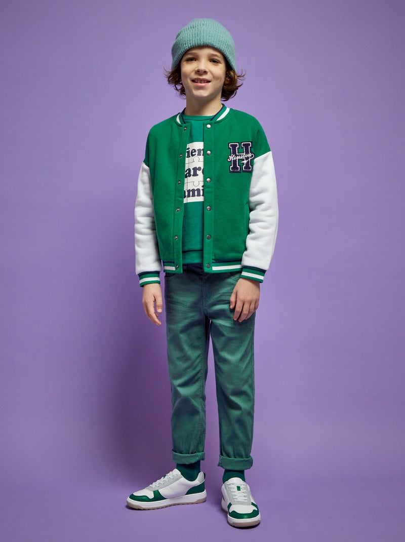Sweatshirt estilo universidade americana VERDE - Kiabi