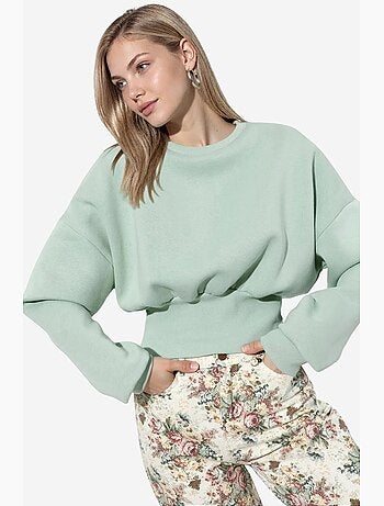Sweatshirt feminina de algodão e poliéster busem