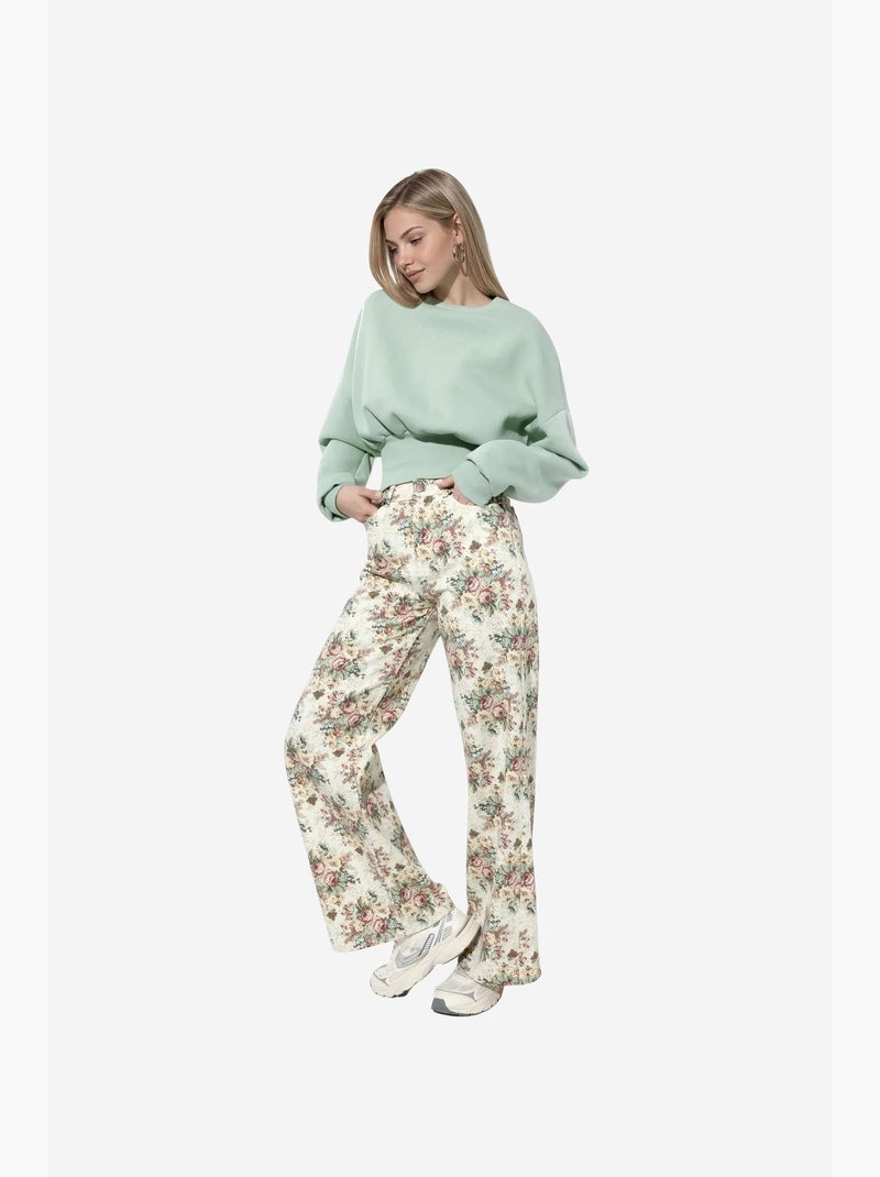 Sweatshirt feminina de algodão e poliéster busem Verde menta - Kiabi
