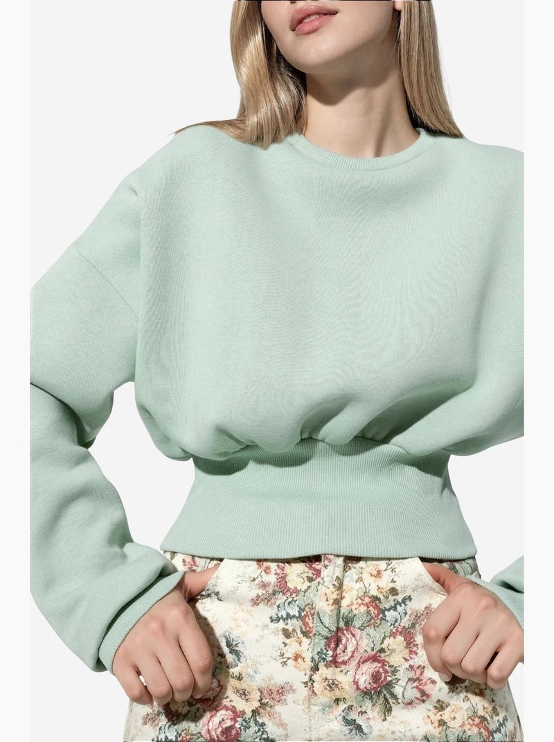 Sweatshirt feminina de algodão e poliéster busem Verde menta - Kiabi