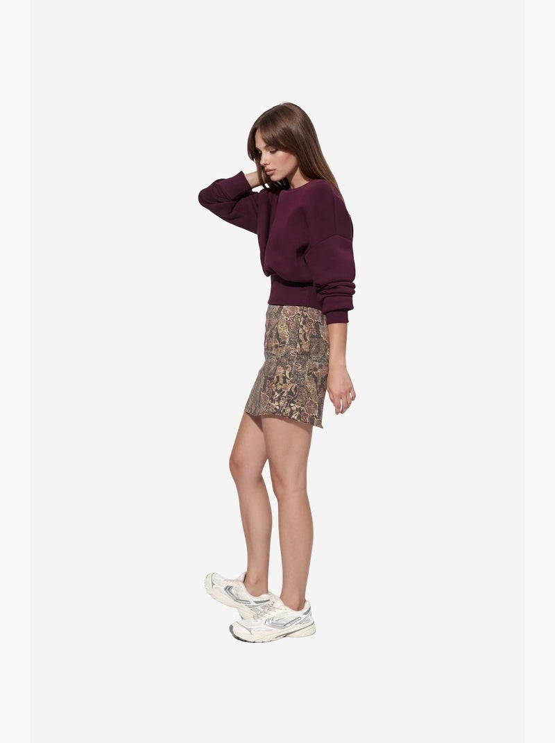 Sweatshirt feminina de algodão e poliéster busem Vermelho bordô - Kiabi