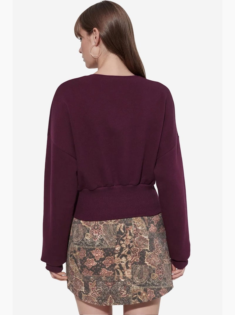 Sweatshirt feminina de algodão e poliéster busem Vermelho bordô - Kiabi