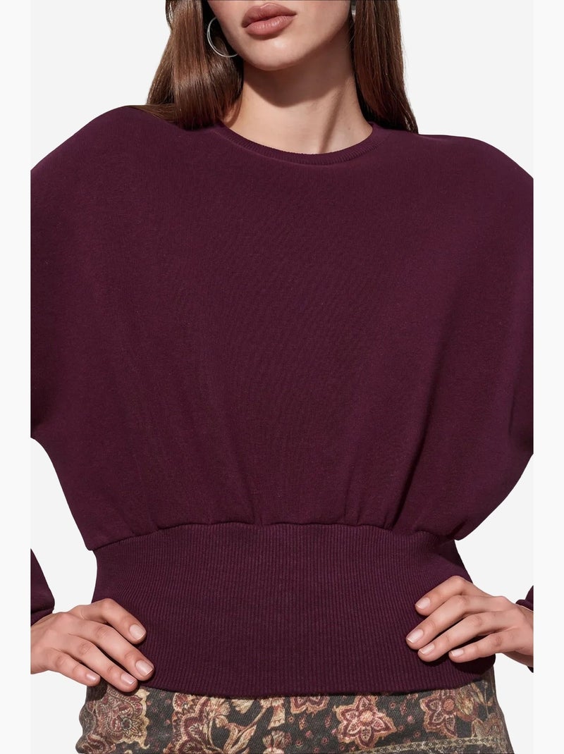Sweatshirt feminina de algodão e poliéster busem Vermelho bordô - Kiabi
