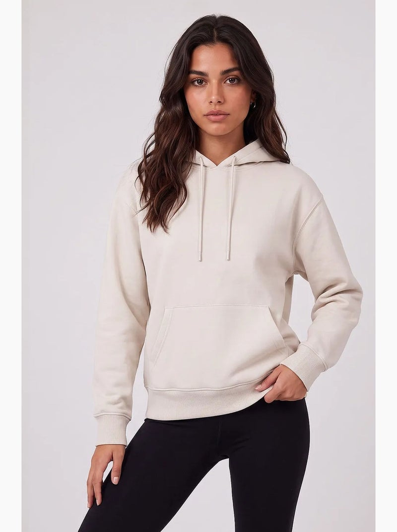 Sweatshirt feminina de algodão e poliéster tommy Creme - Kiabi