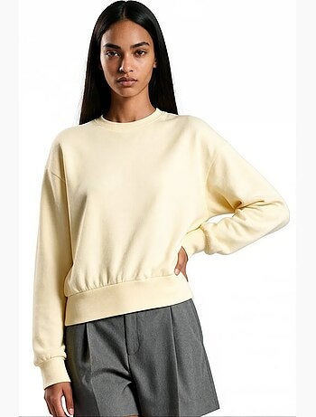 Sweatshirt feminina em mistura de algodão busem