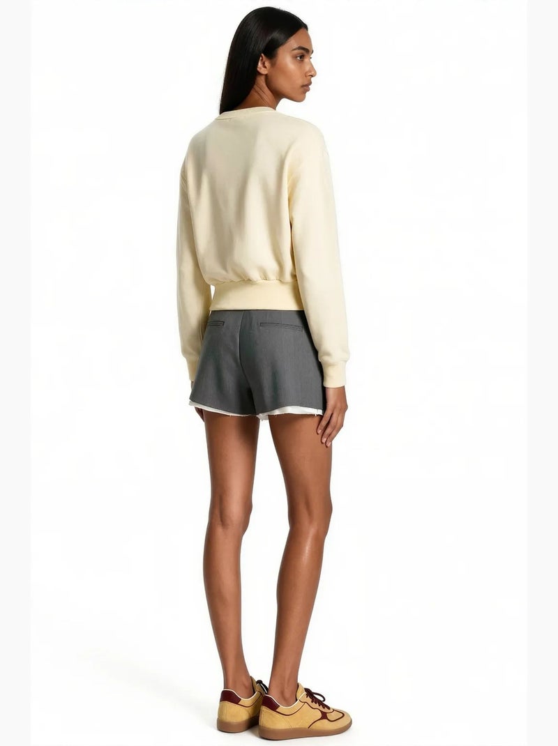 Sweatshirt feminina em mistura de algodão busem Amarelo-limão - Kiabi