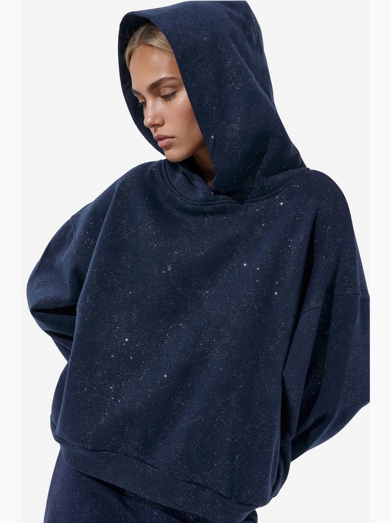 Sweatshirt feminina em mistura de algodão busem Azul-marinho - Kiabi