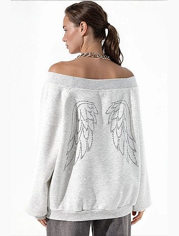 Sweatshirt feminina em mistura de algodão busem