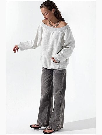 Sweatshirt feminina em mistura de algodão busem