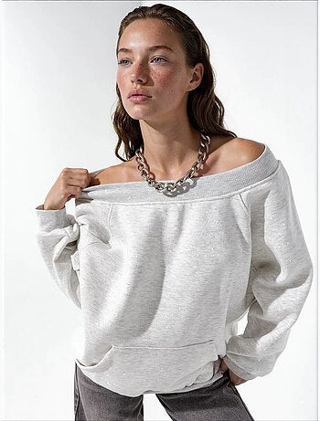 Sweatshirt feminina em mistura de algodão busem