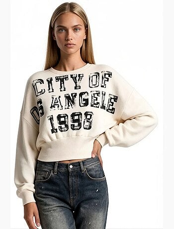 Sweatshirt feminina em mistura de algodão busem