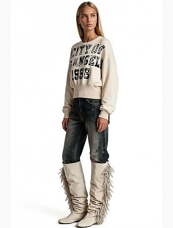 Sweatshirt feminina em mistura de algodão busem