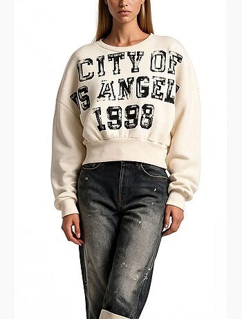 Sweatshirt feminina em mistura de algodão busem