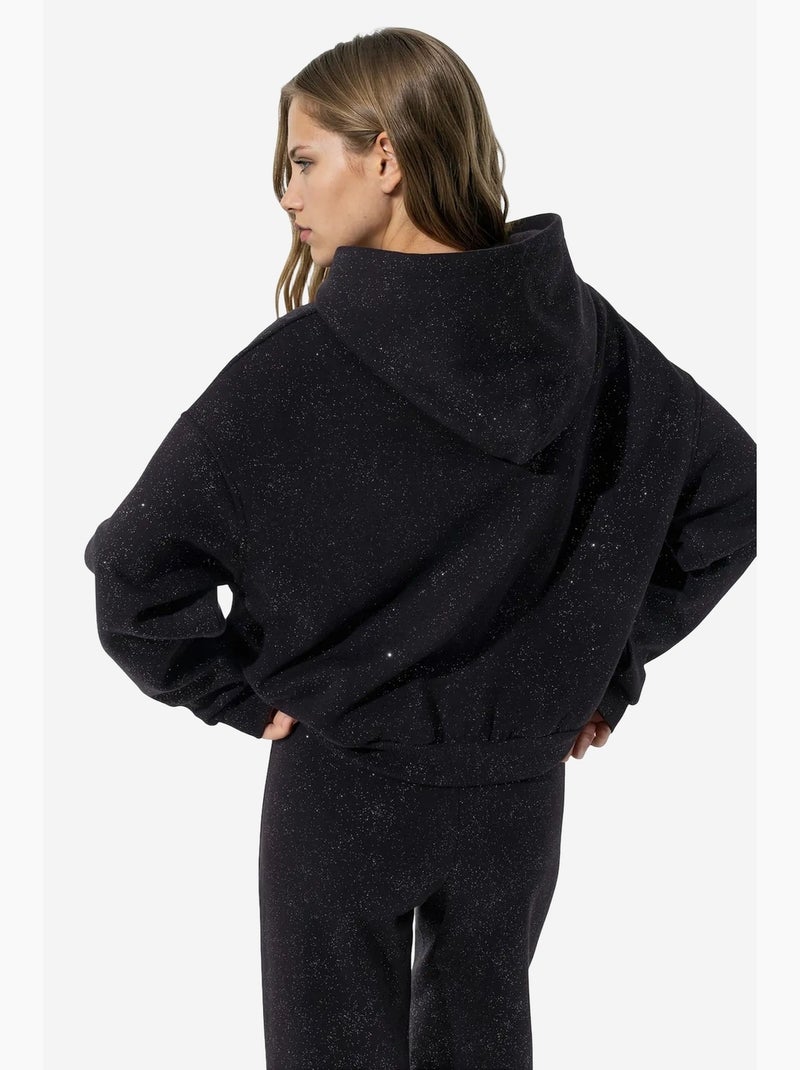 Sweatshirt feminina em mistura de algodão busem Preto - Kiabi