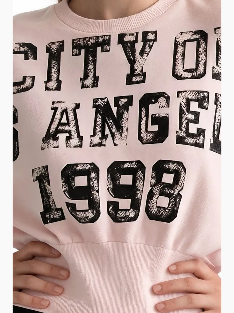 Sweatshirt feminina em mistura de algodão busem Rosa doce - Kiabi
