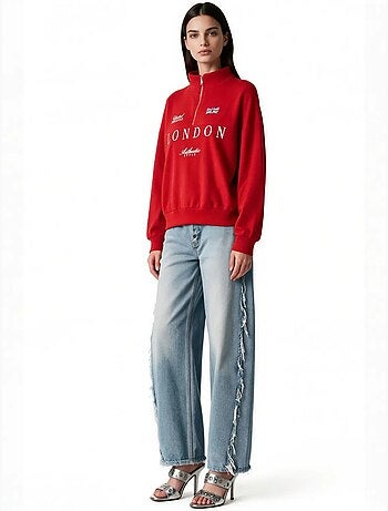 Sweatshirt feminina em mistura de algodão busem