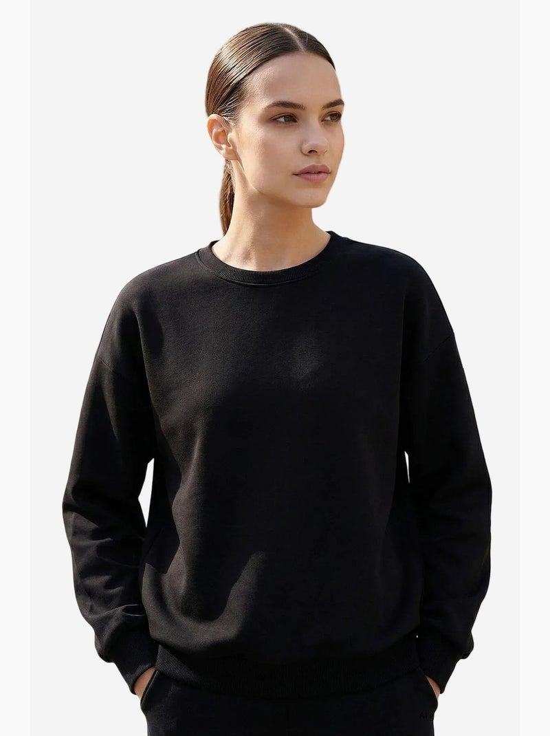 Sweatshirt feminina em mistura de algodão tommy Cáqui - Kiabi