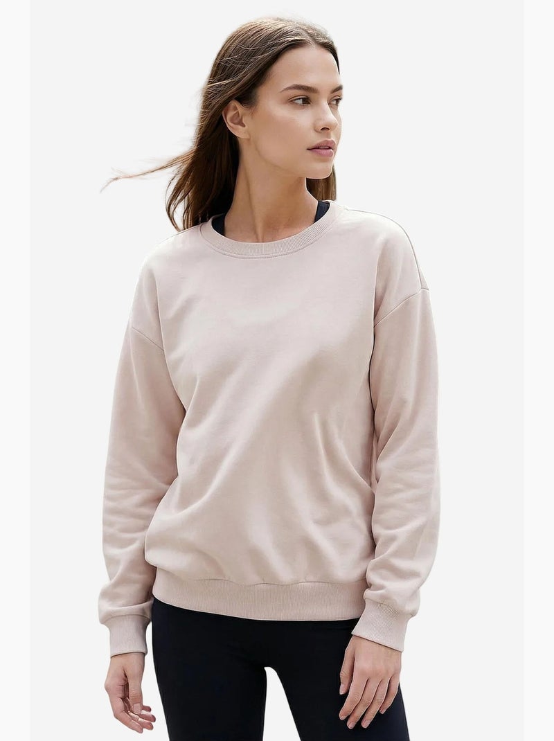 Sweatshirt feminina em mistura de algodão tommy Cáqui - Kiabi