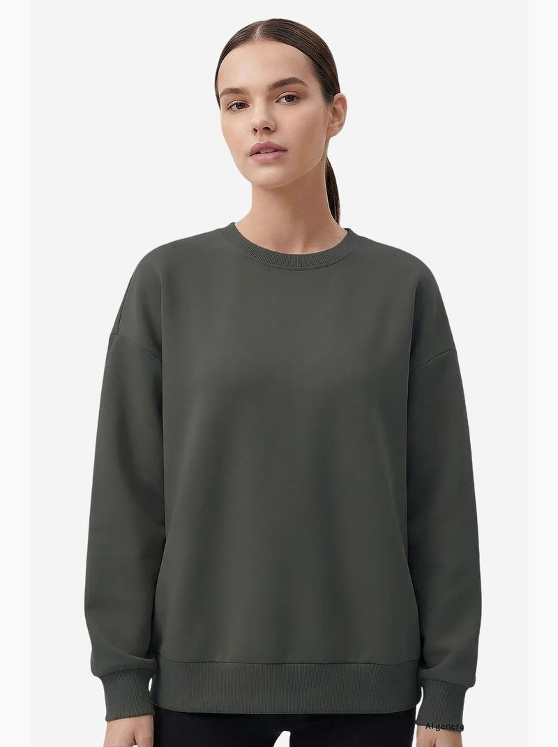 Sweatshirt feminina em mistura de algodão tommy Cáqui - Kiabi