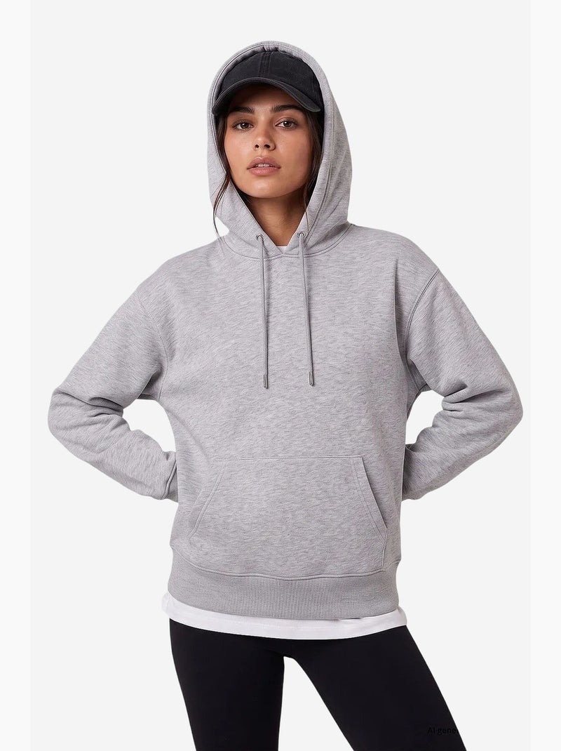 Sweatshirt feminina em mistura de algodão tommy Cinza claro - Kiabi