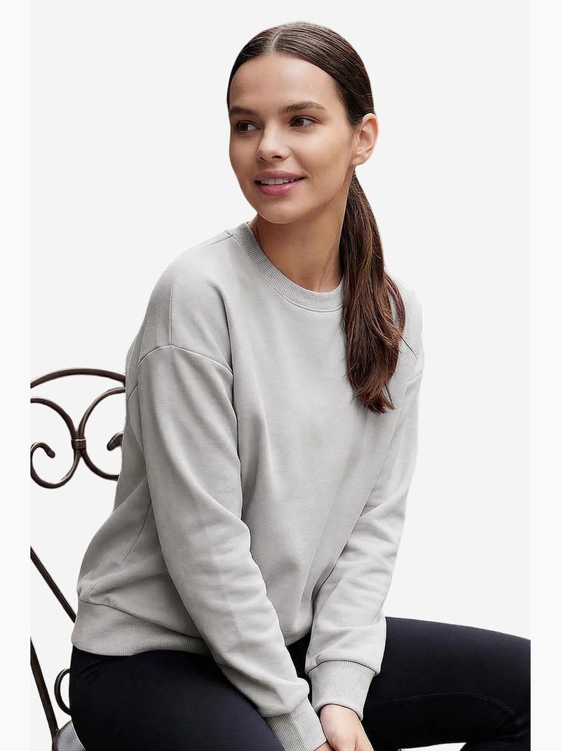 Sweatshirt feminina em mistura de algodão tommy Cinza escuro - Kiabi