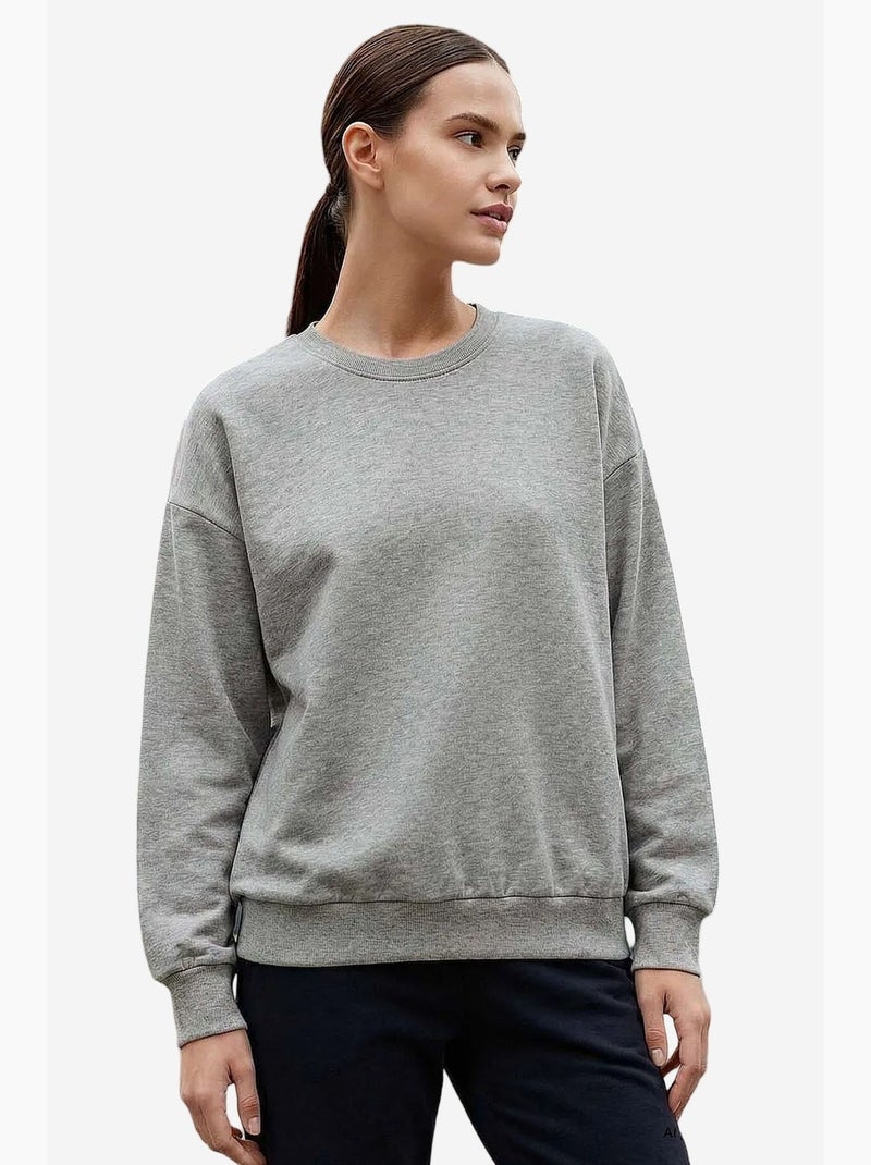 Sweatshirt feminina em mistura de algodão tommy Cinza - Kiabi