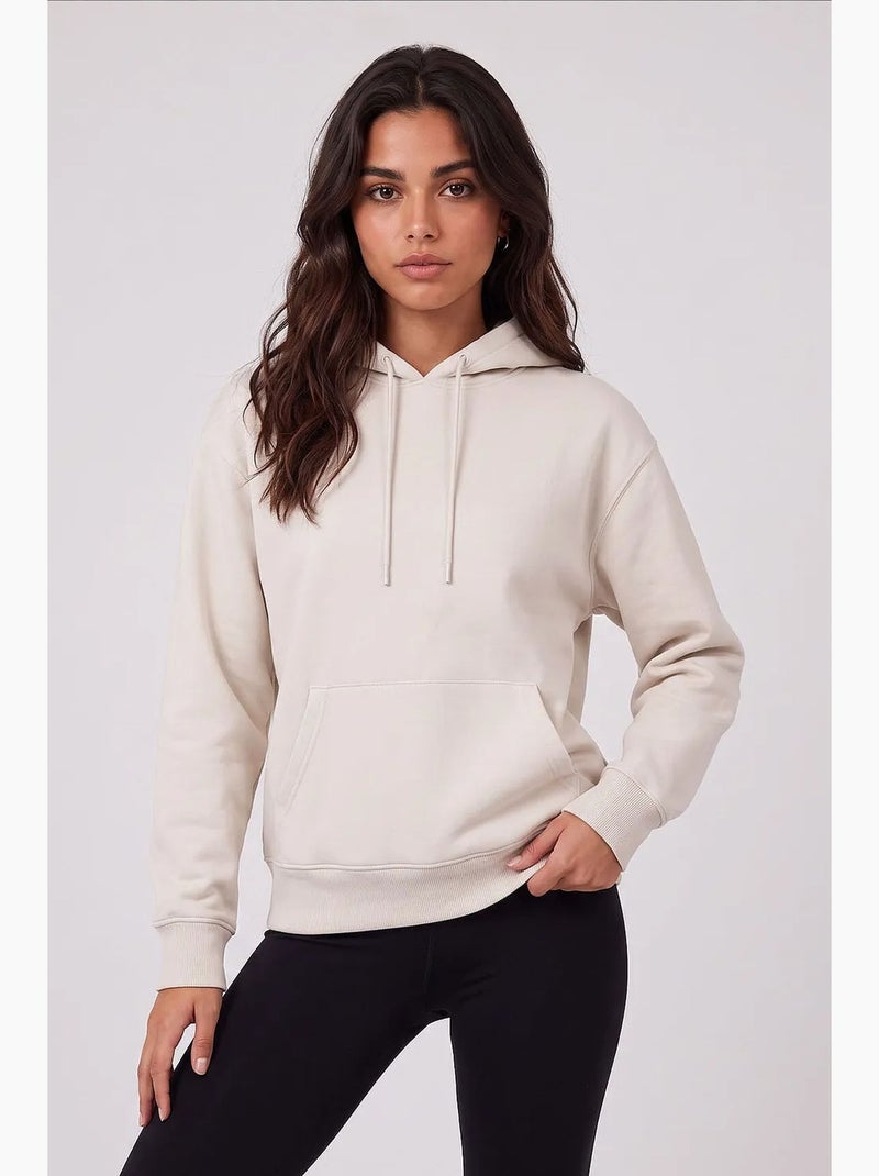 Sweatshirt feminina em mistura de algodão tommy Creme - Kiabi