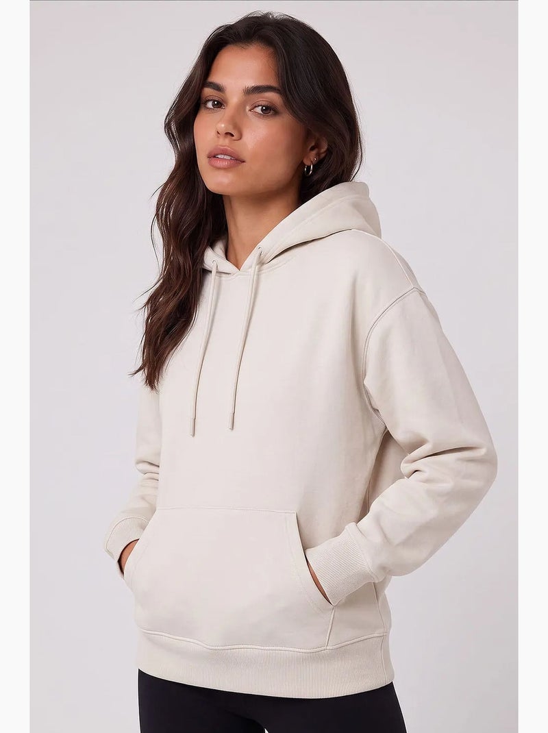 Sweatshirt feminina em mistura de algodão tommy Creme - Kiabi