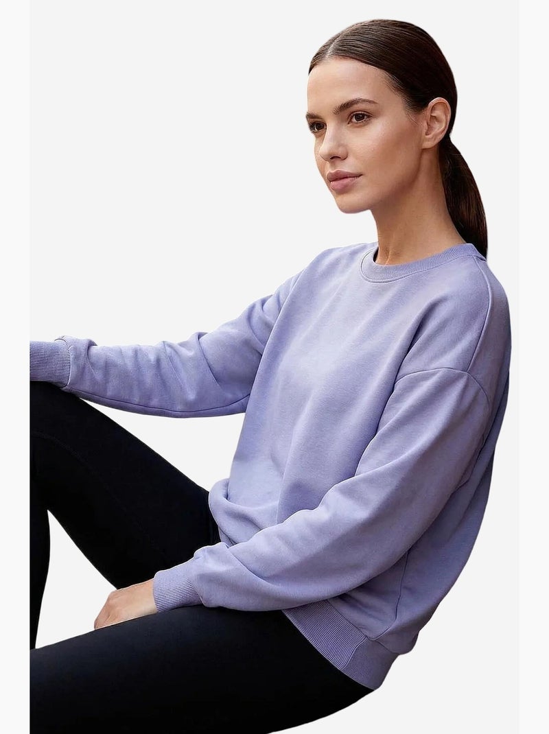 Sweatshirt feminina em mistura de algodão tommy Lavanda - Kiabi