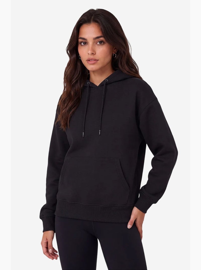 Sweatshirt feminina em mistura de algodão tommy Preto - Kiabi