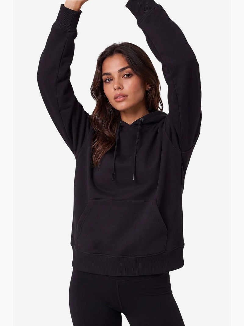 Sweatshirt feminina em mistura de algodão tommy Preto - Kiabi