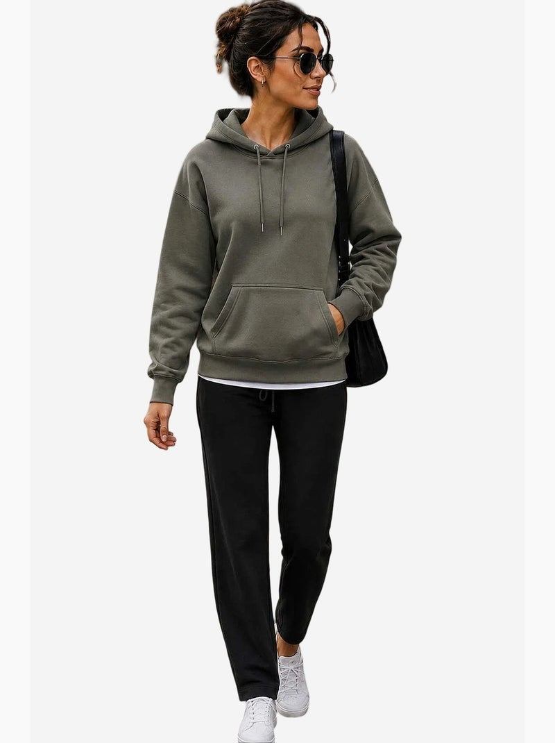 Sweatshirt feminina em mistura de algodão tommy Verde cáqui - Kiabi