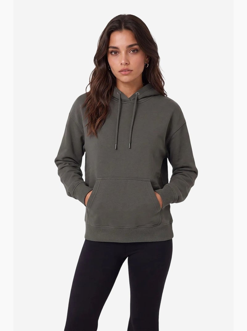 Sweatshirt feminina em mistura de algodão tommy Verde cáqui - Kiabi