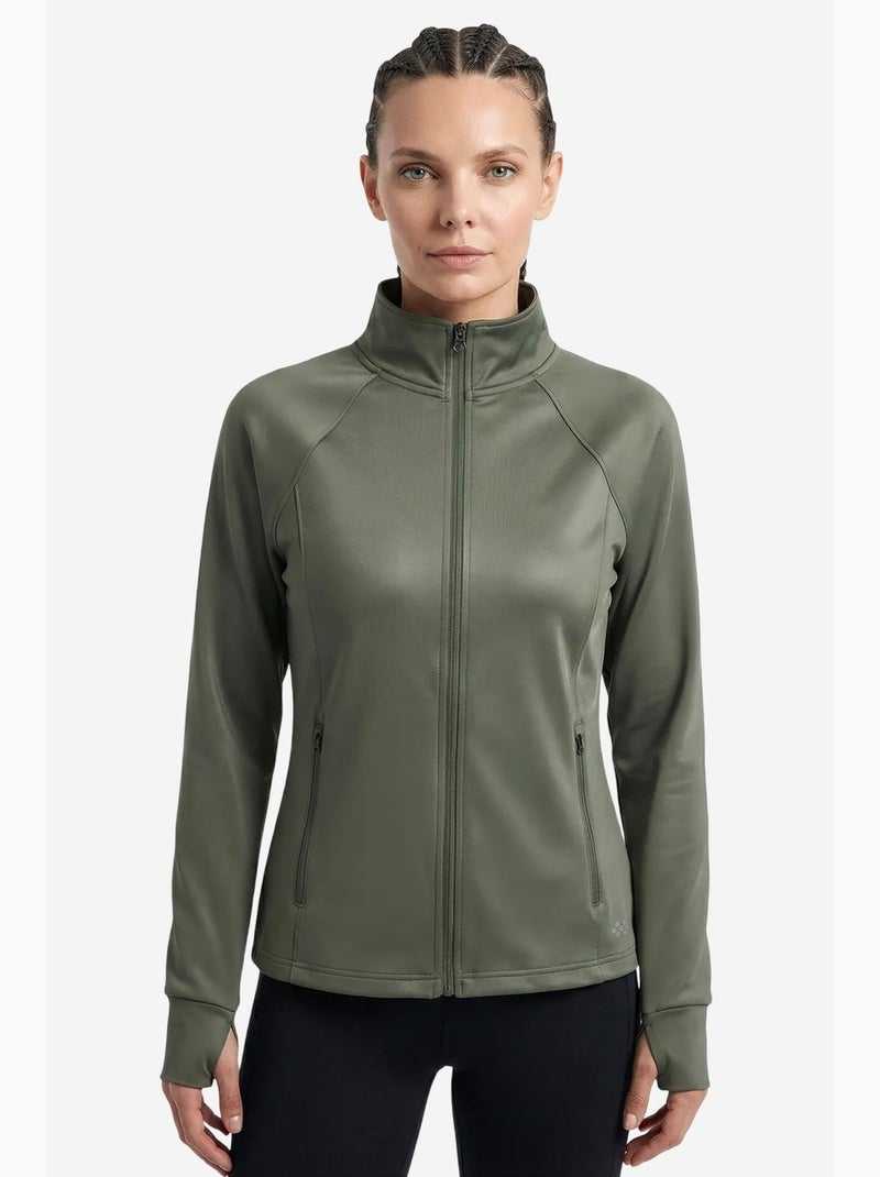 Sweatshirt feminina em poliéster-lycra tommy Cáqui - Kiabi
