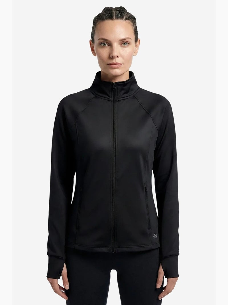 Sweatshirt feminina em poliéster-lycra tommy Preto - Kiabi