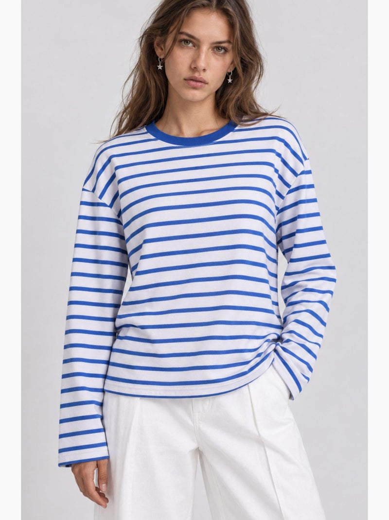 Sweatshirt feminina istanbul Branco Azul - Kiabi