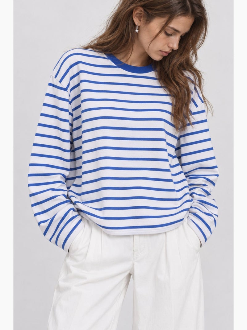 Sweatshirt feminina istanbul Branco Azul - Kiabi