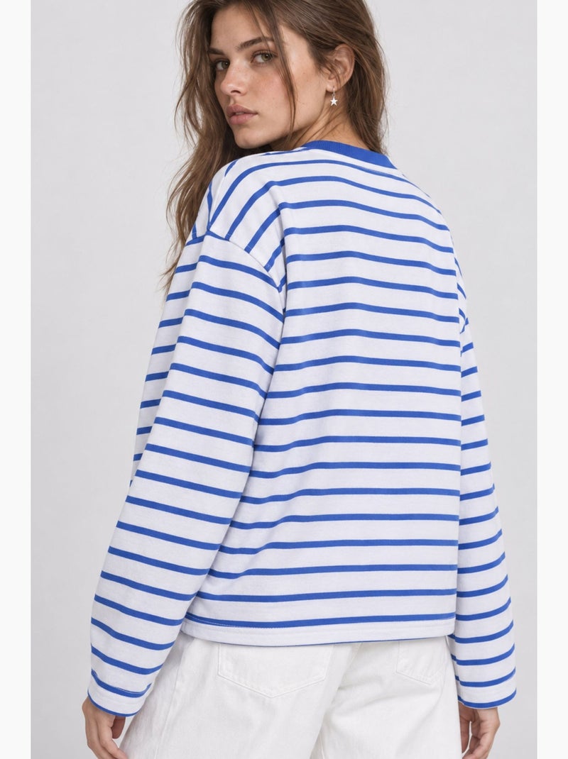 Sweatshirt feminina istanbul Branco Azul - Kiabi