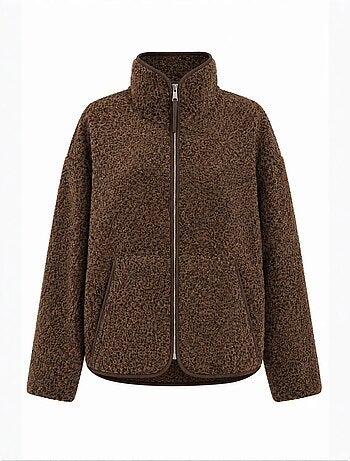Sweatshirt feminino com meio zíper texturizado mixray