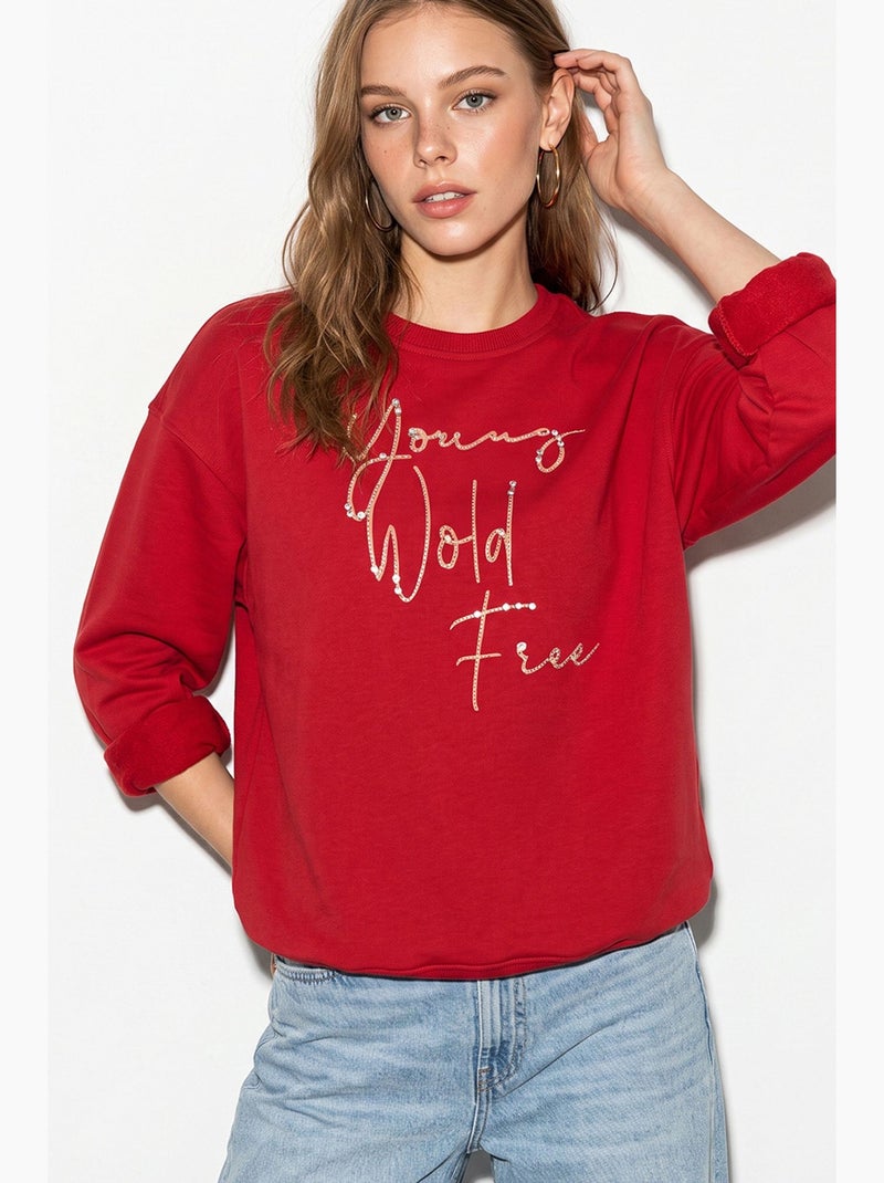 Sweatshirt feminino lucci Vermelho - Kiabi