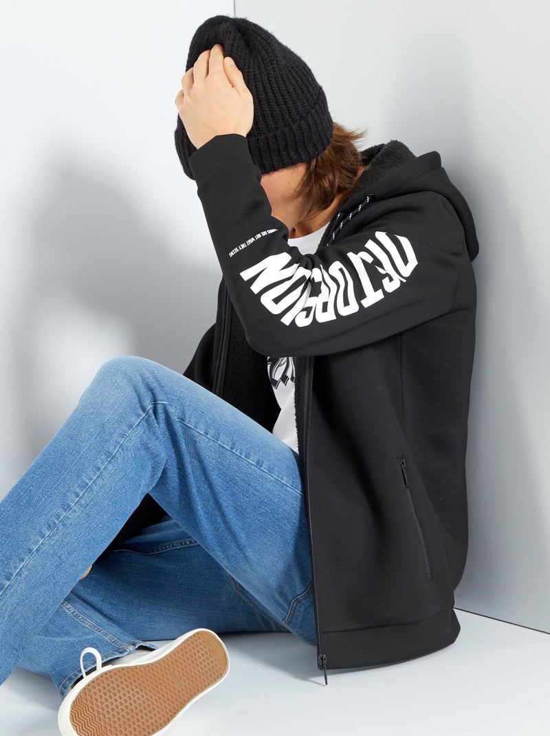 Sweatshirt forrada com capuz PRETO - Kiabi