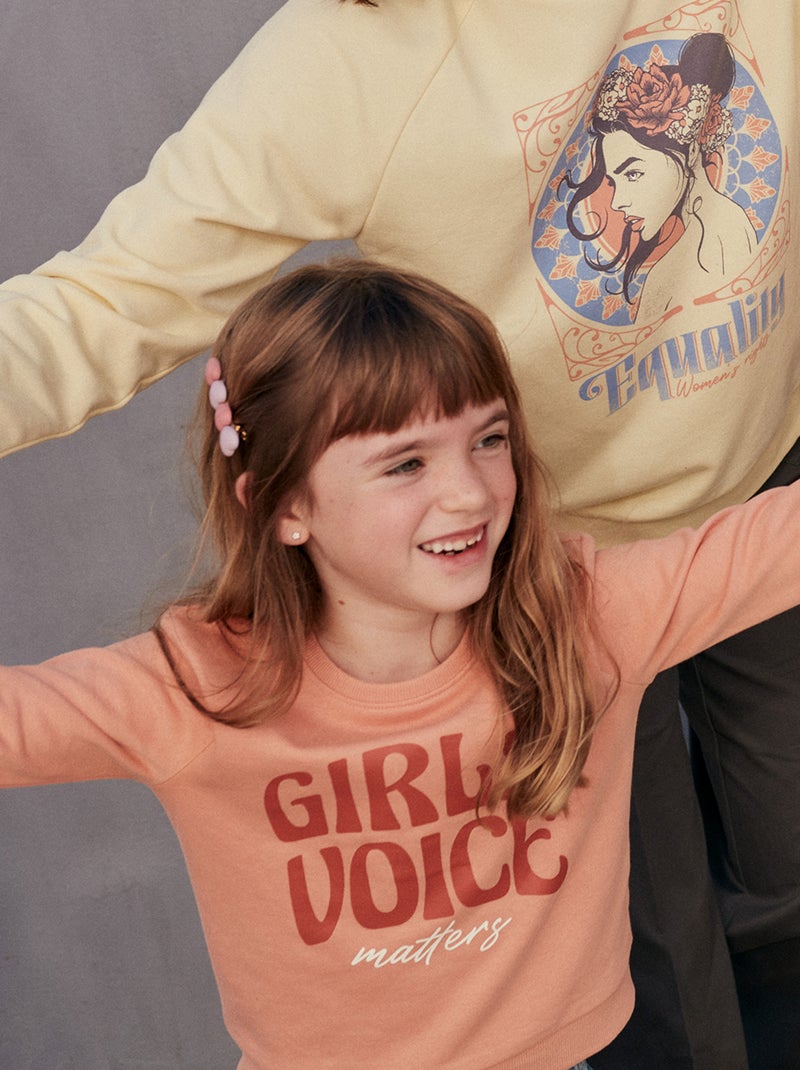 Sweatshirt 'Girl voice' em moletão ROSA - Kiabi